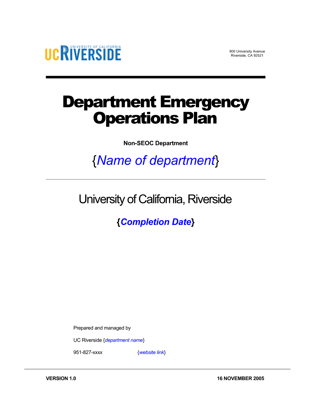 Department Emergency Operations Plan