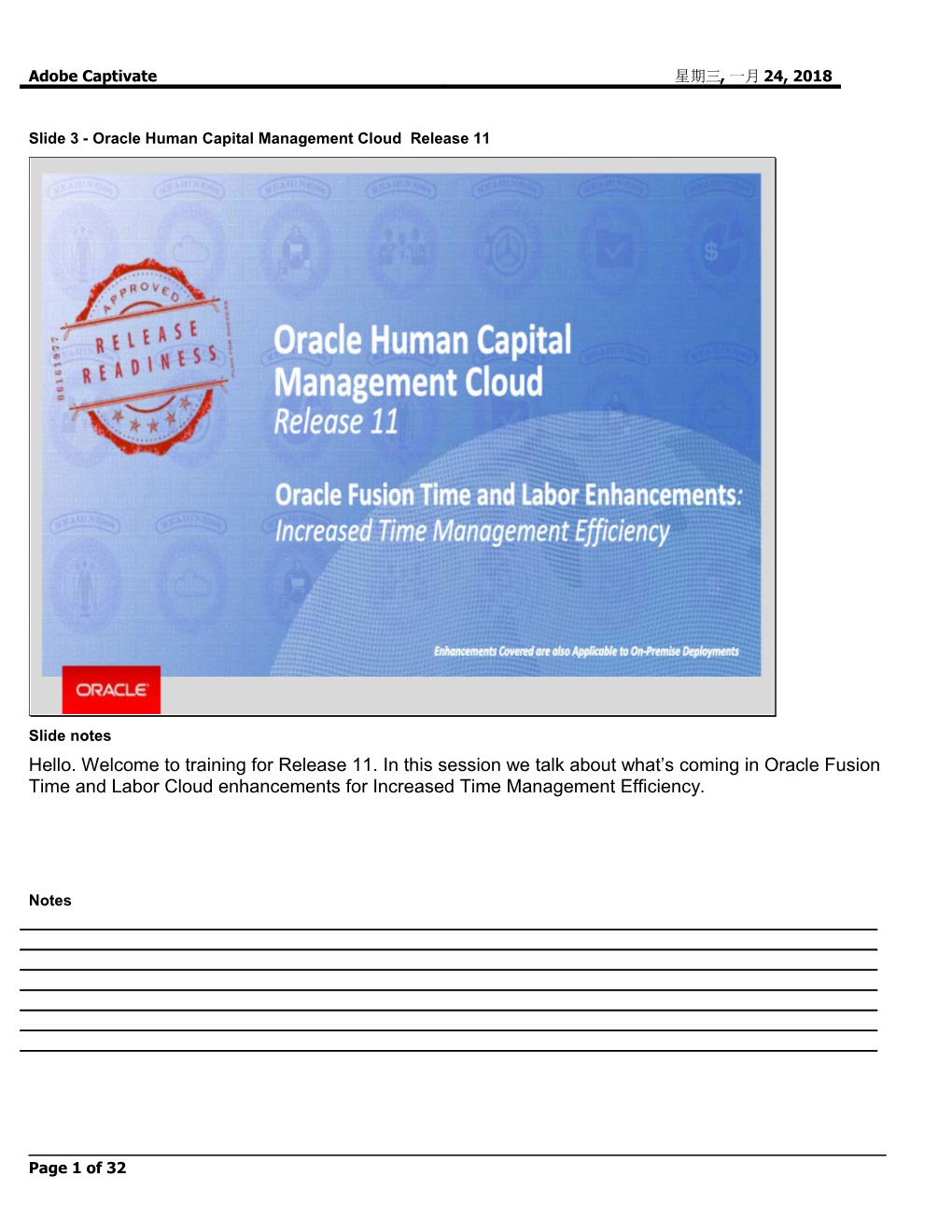 Slide 3 - Oracle Human Capital Management Cloud Release 11