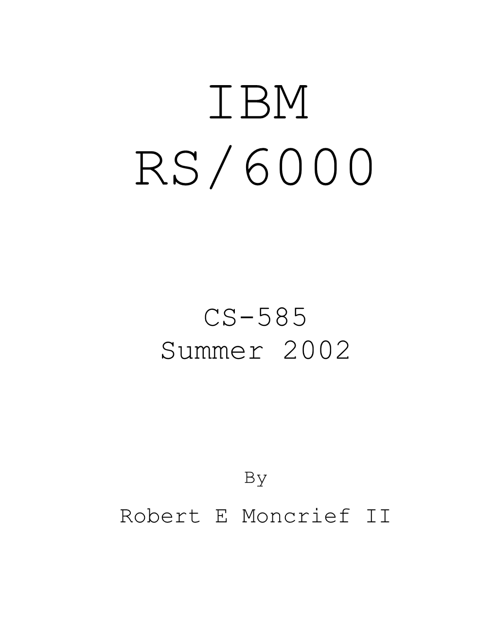 History of the IBM RS/6000