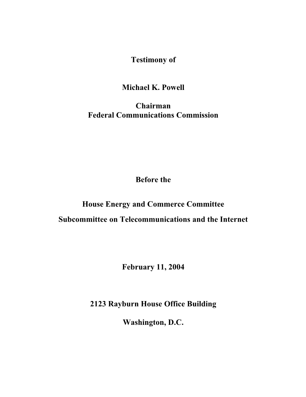 House Energy and Commerce Committee