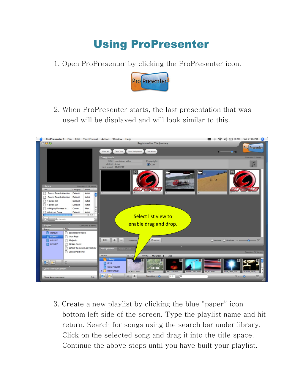 Using Propresenter