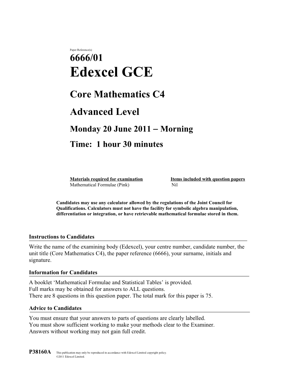 Core Mathematics C4