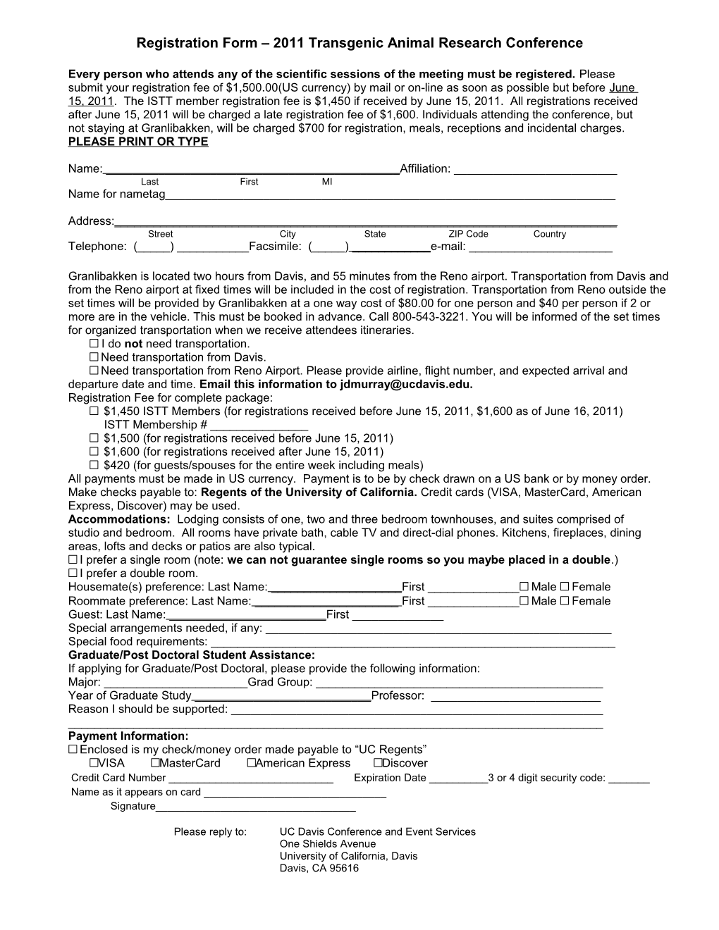 Registration Form - Transgenic Animal Research Conference s1