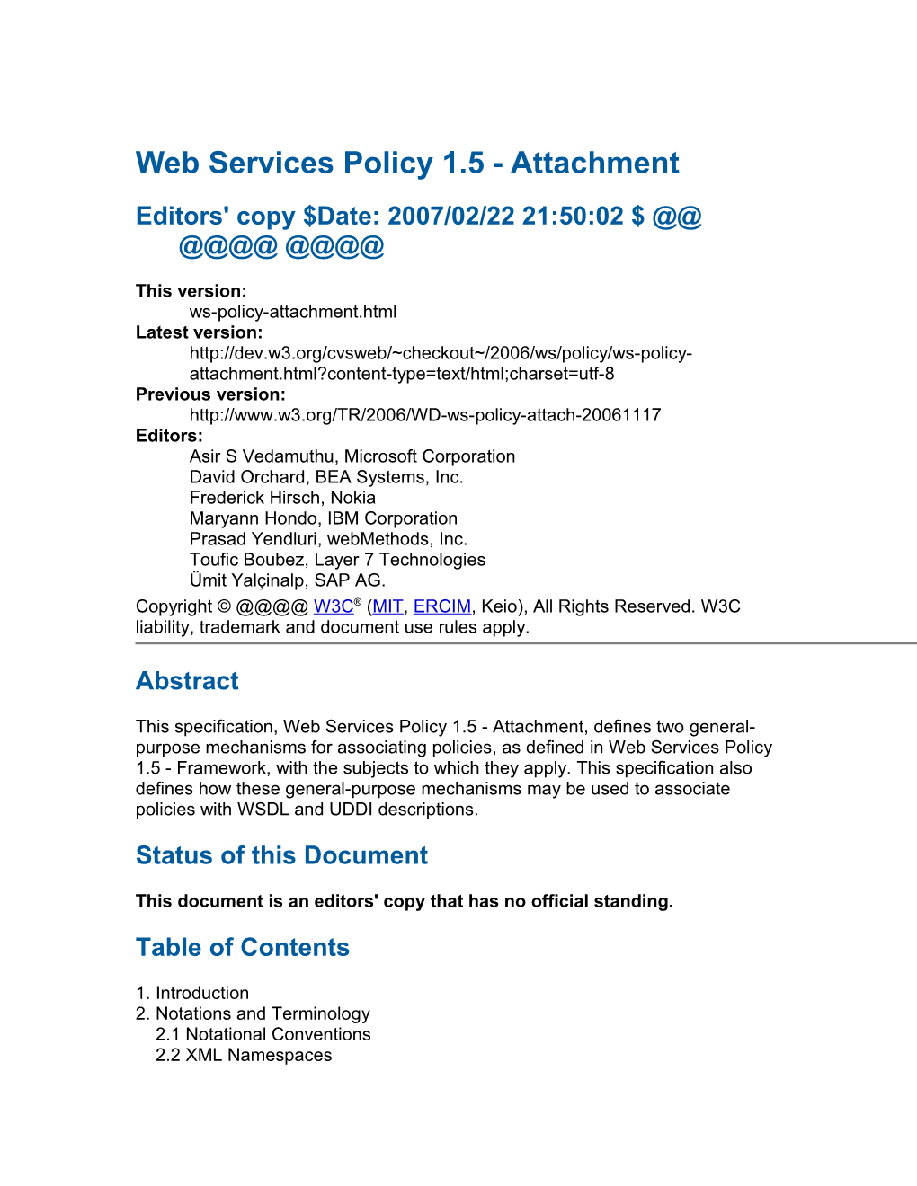 Web Services Policy 1.5 - Attachment