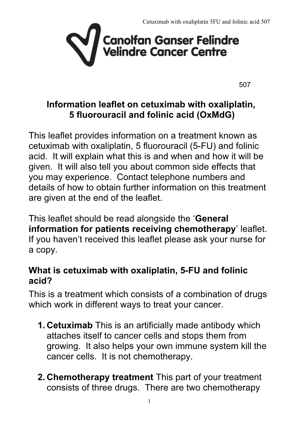 Information Leaflet on Cetuximab with Oxaliplatin