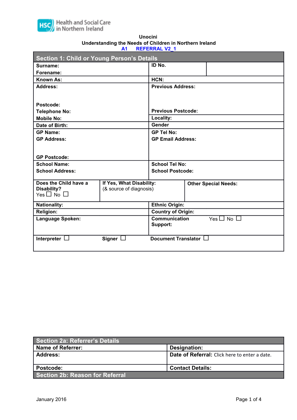 Section 1: Child Or Young Person S Details