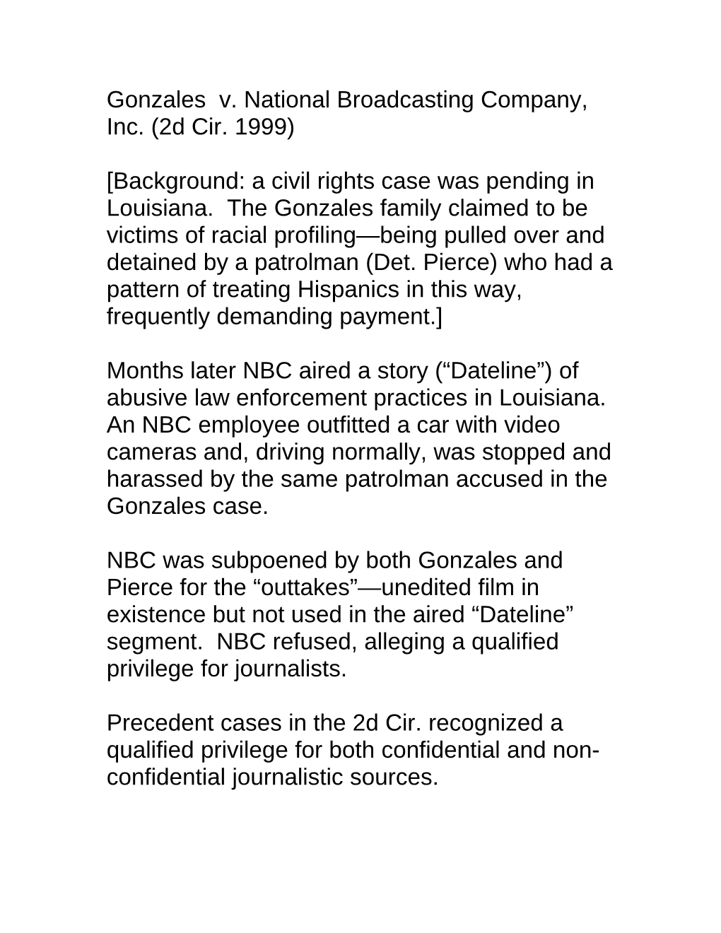 Gonzales V. National Broadcasting Company, Inc. (2D Cir. 1999)