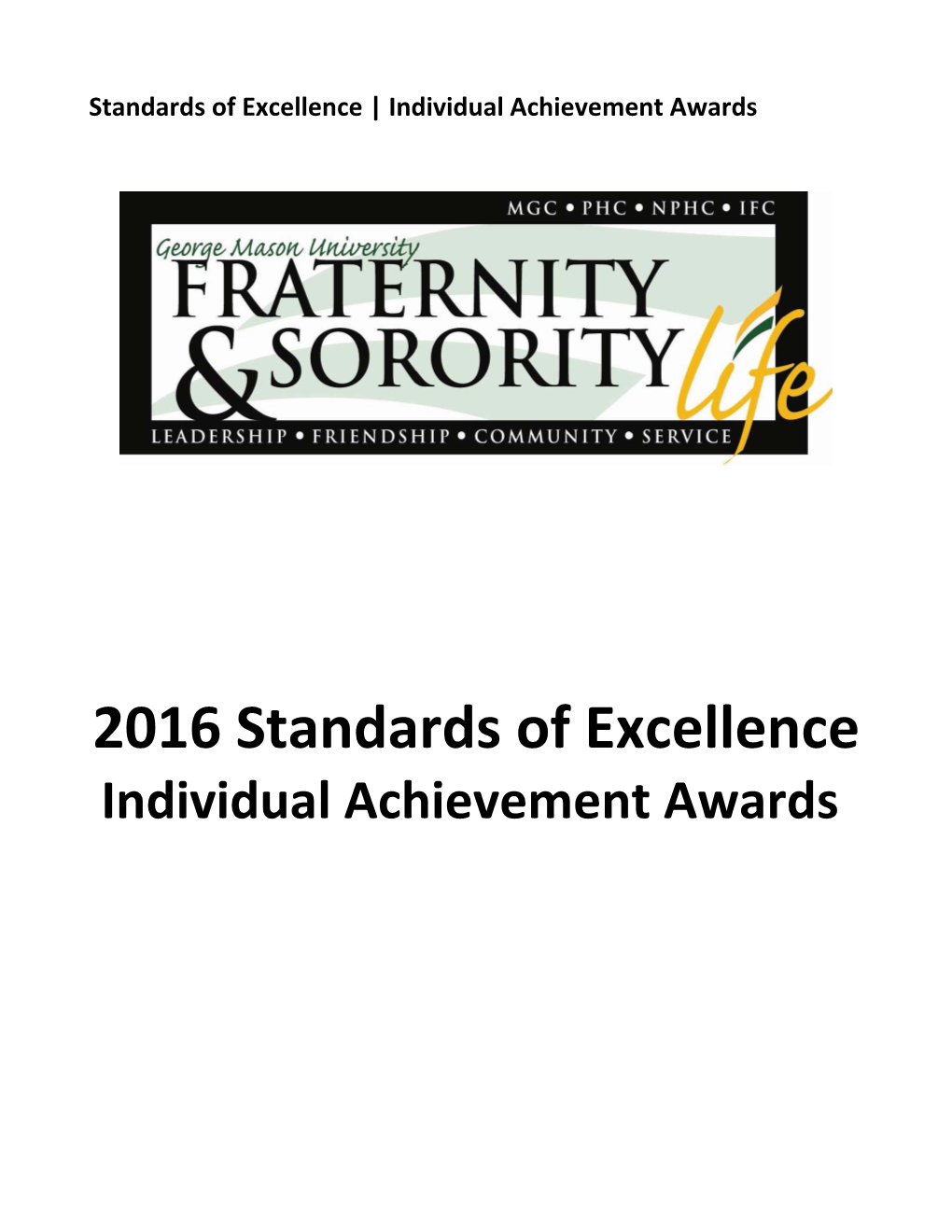 Standards of Excellence Individual Achievement Awards