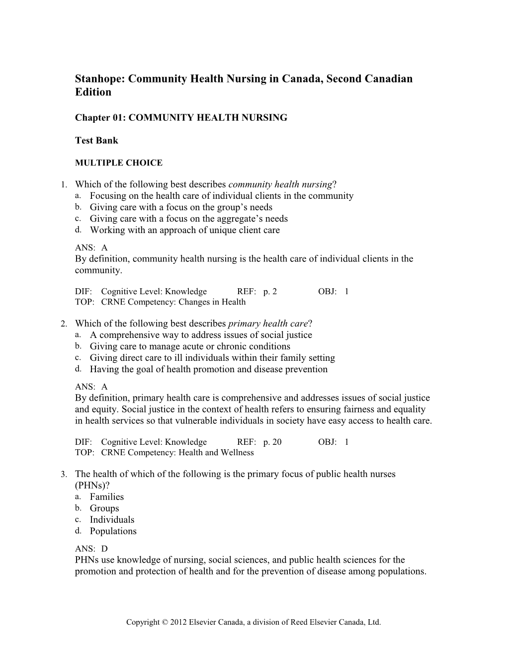 Stanhope: Community Health Nursing in Canada, 2Nd Edition