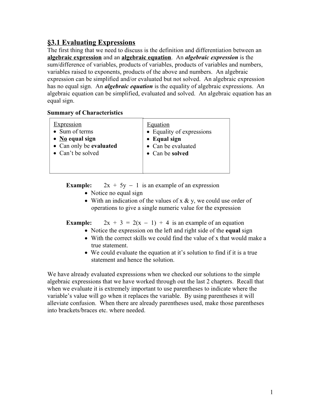 3.1 Evaluating Expressions