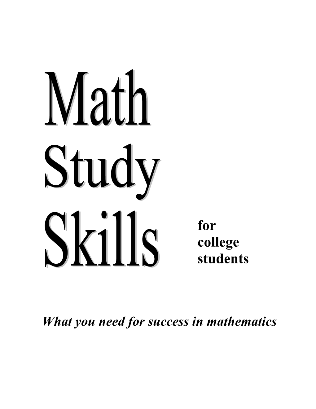 Math Study Skills Inventory 6