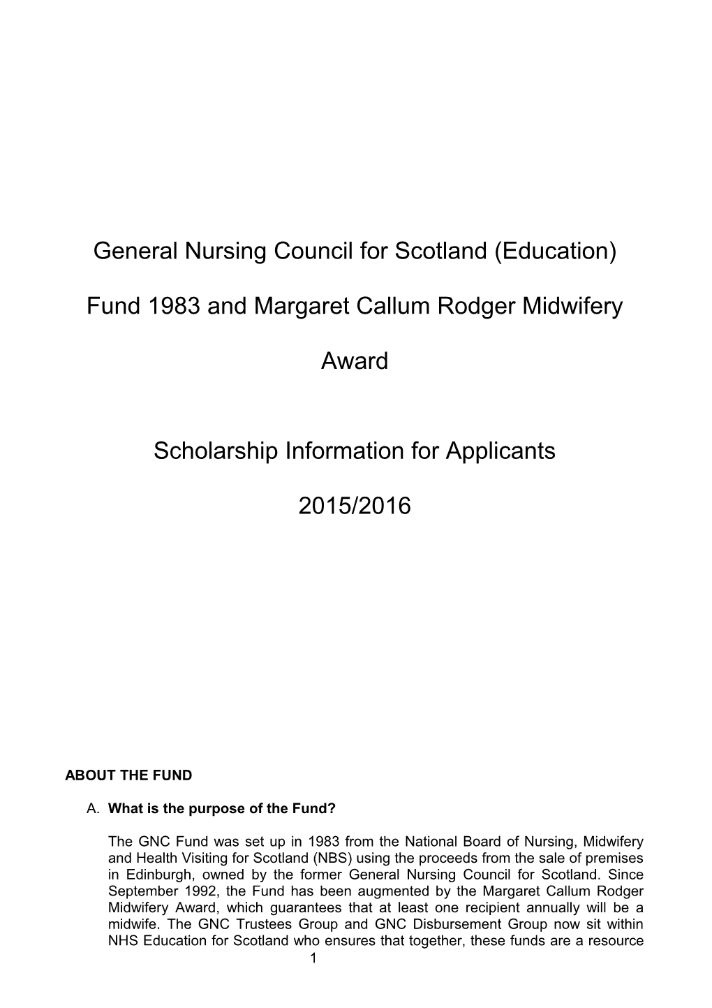 Scholarship Information for Applicants