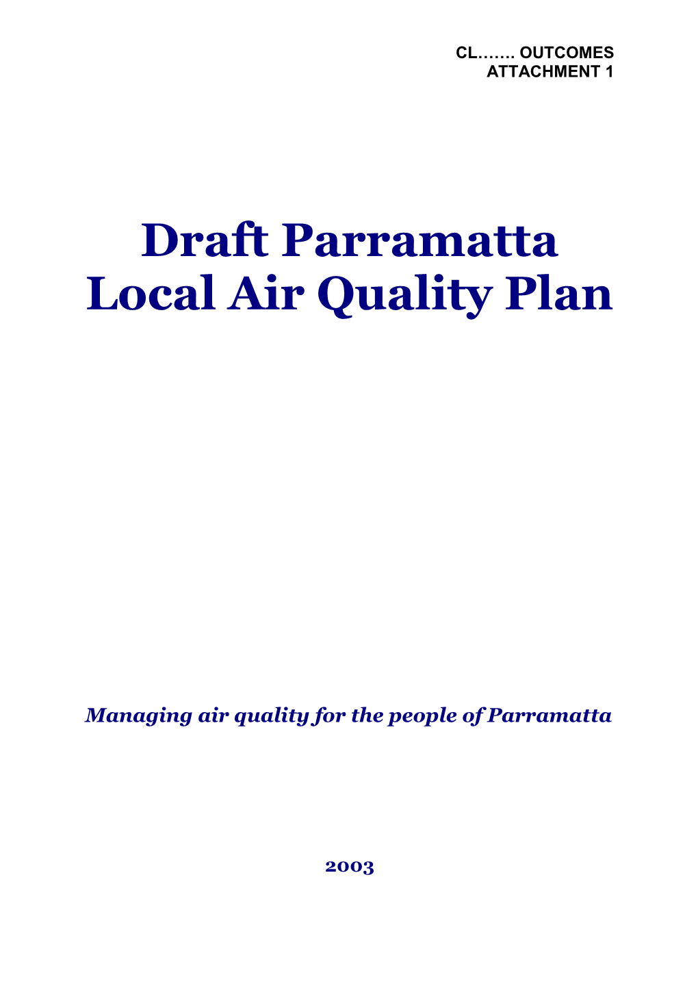 Draft Parramatta Local Air Quality Management Plan