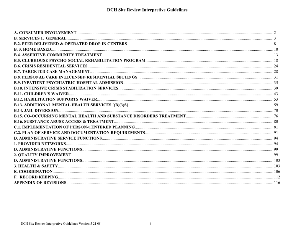 DCH Site Review Interpretive Guidelines