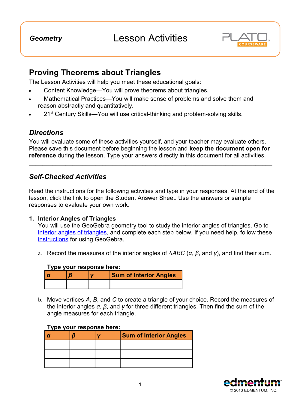 Proving Theorems About Triangles