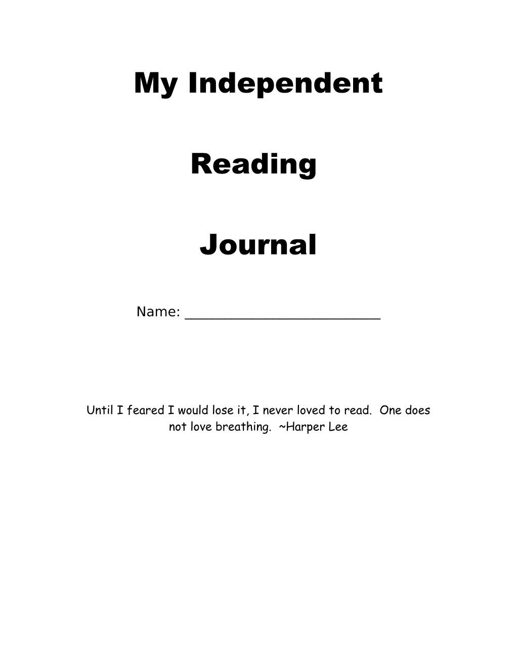 Independent Reading Goals