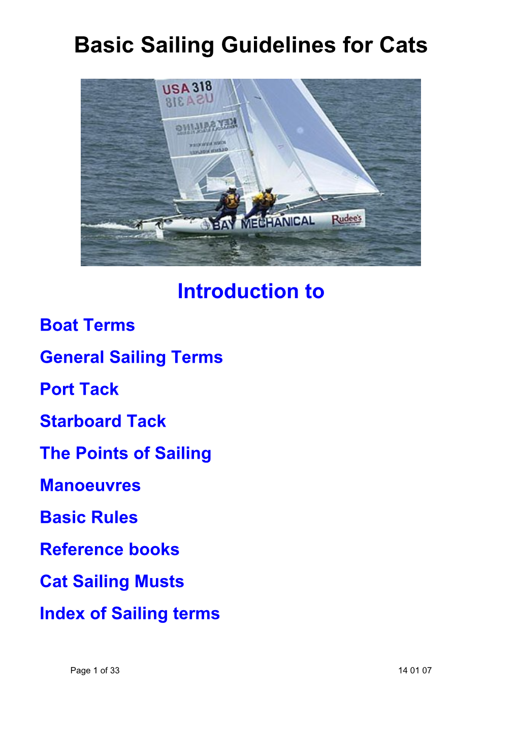 Basic Sailing Guidelines for Cats
