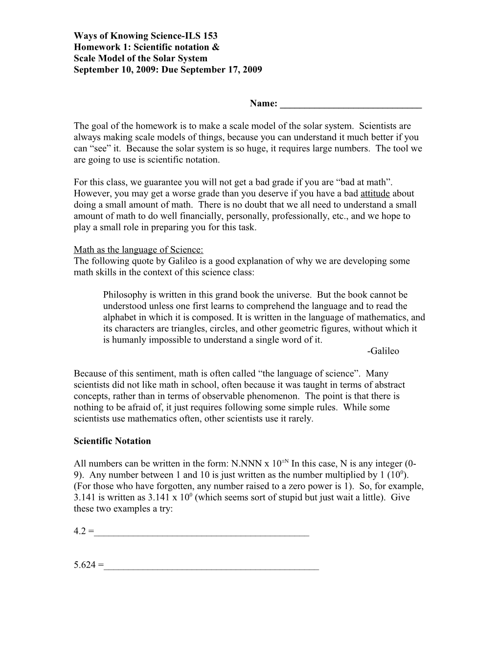 Homework 1: Scientific Notation