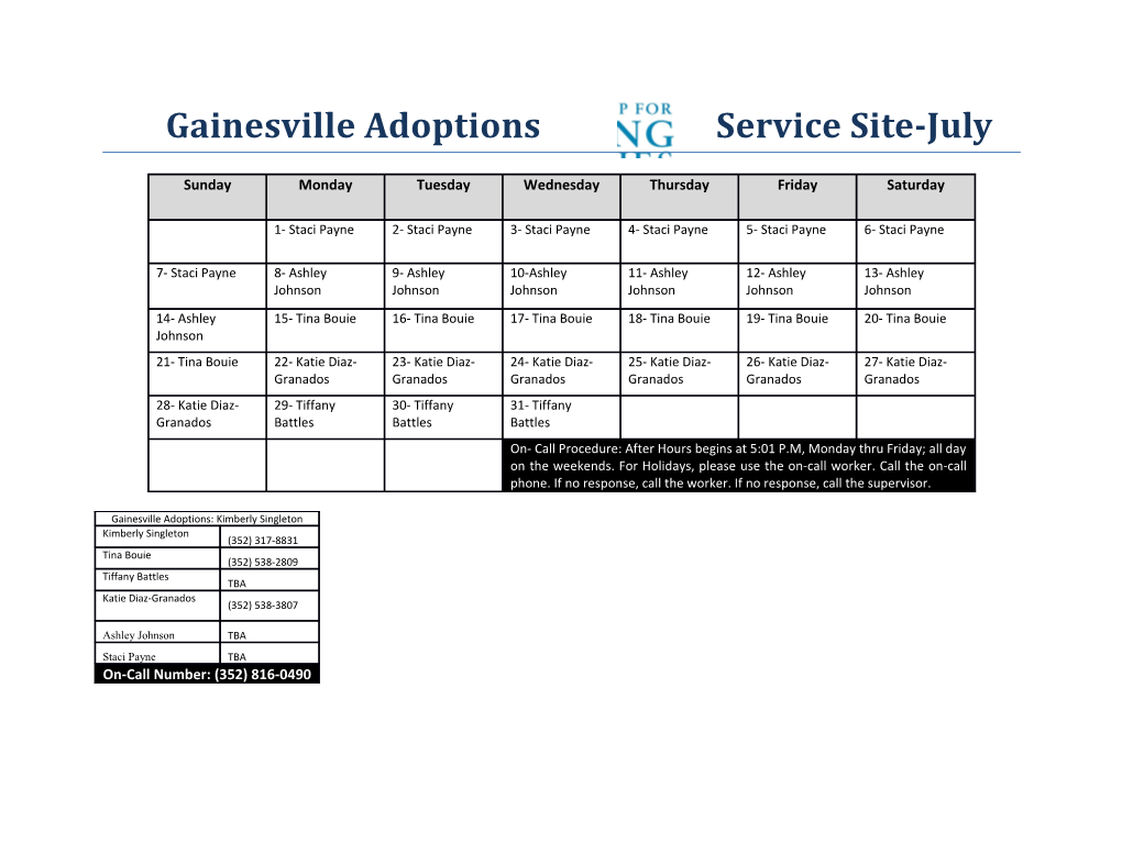 Gainesville Adoptions Service Site-July