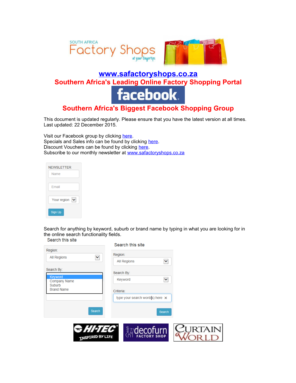 Southern Africa's Leading Online Factory Shopping Portal