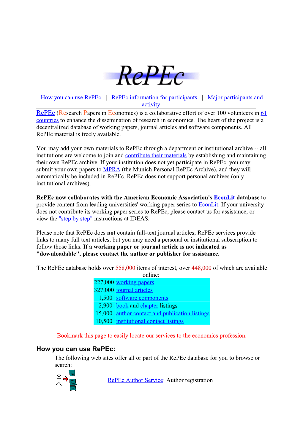 How You Can Use Repec Repec Information for Participants Major Participants and Activity