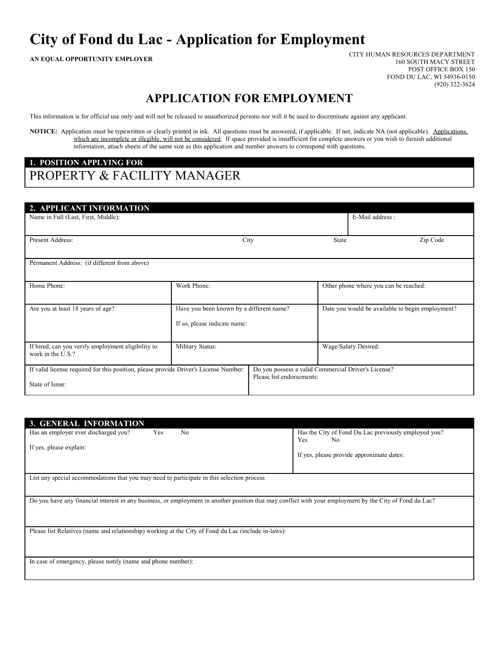 Application for Employment s171