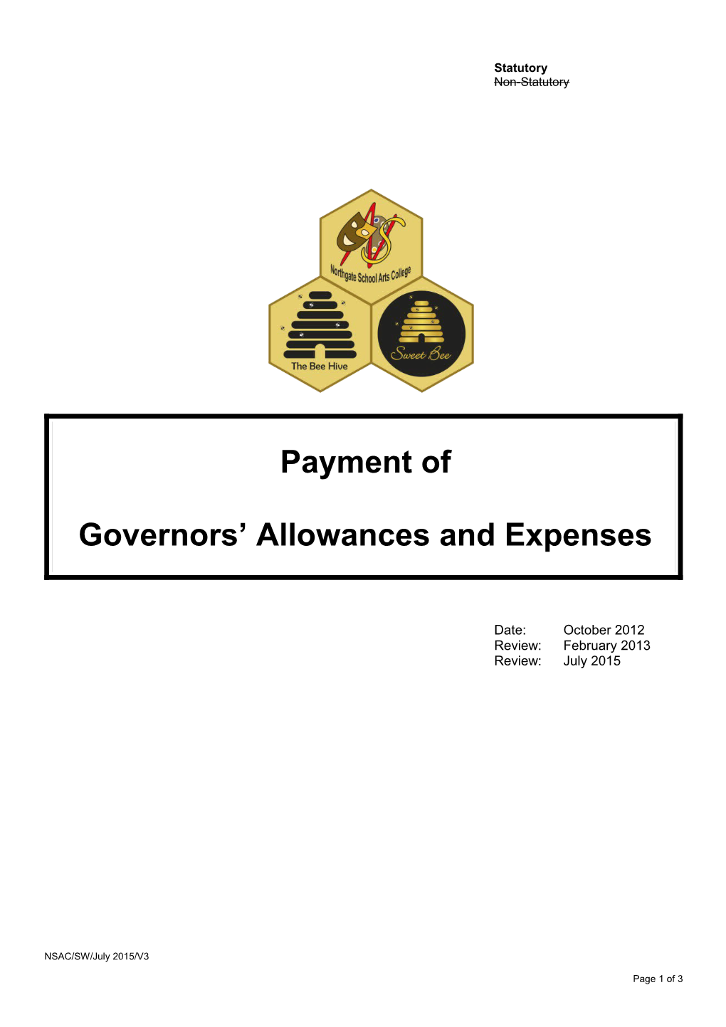 Governors Allowances and Expenses
