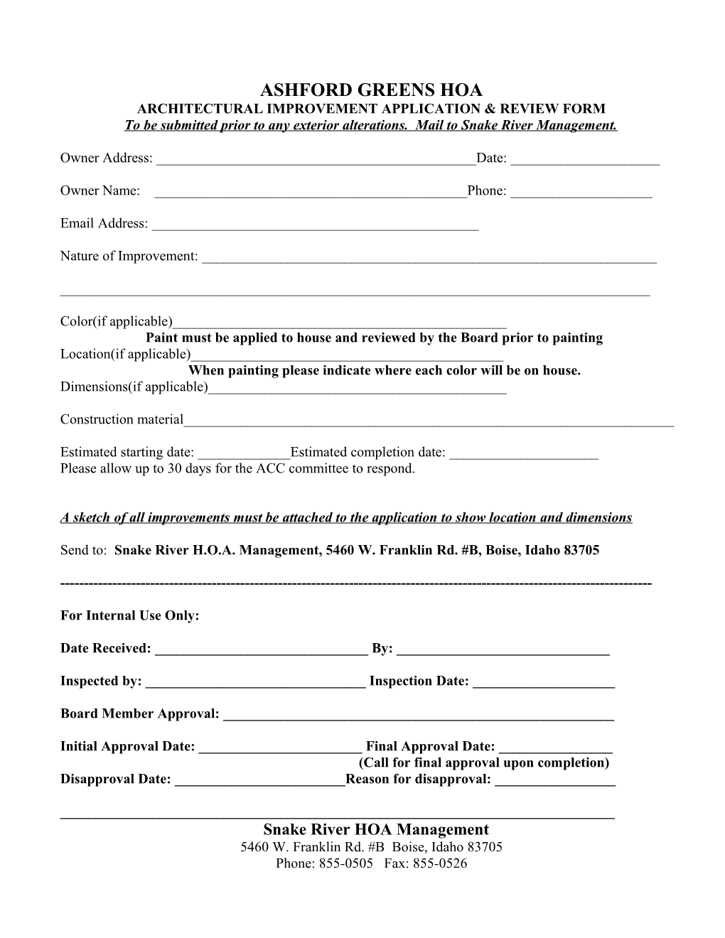 Architectural Improvement Application & Review Form