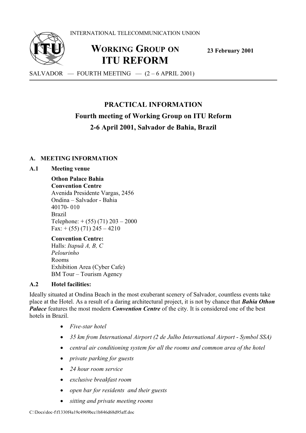 Fourth Meeting of Working Group on ITU Reform