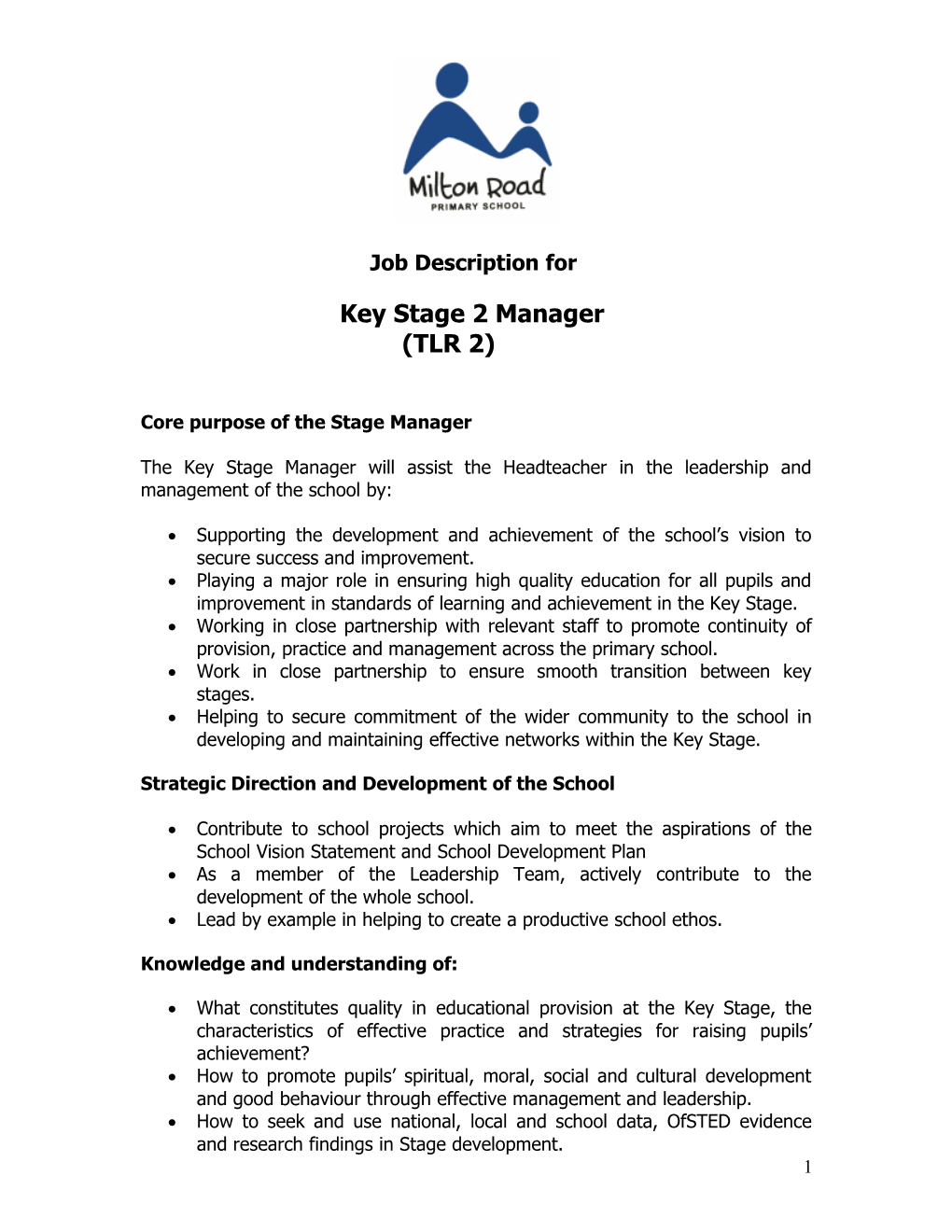 Key Stage Manager JD KS1