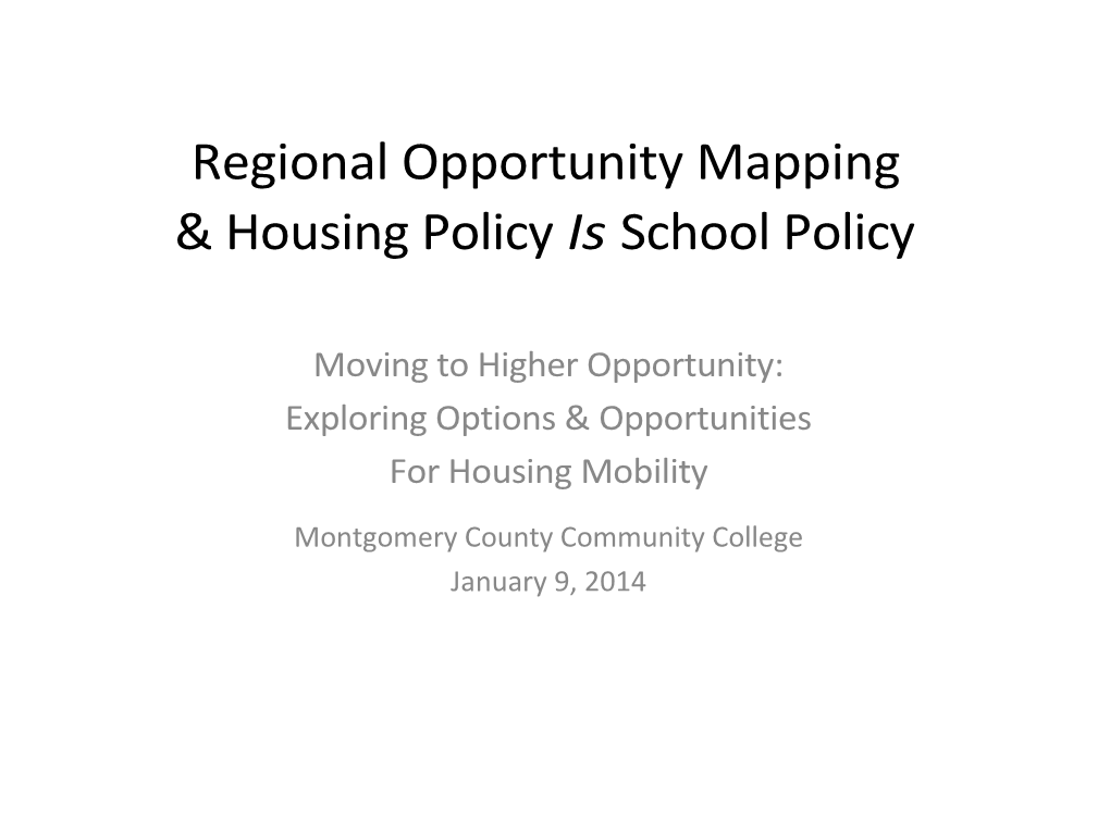 & Housing Policy Is School Policy s1