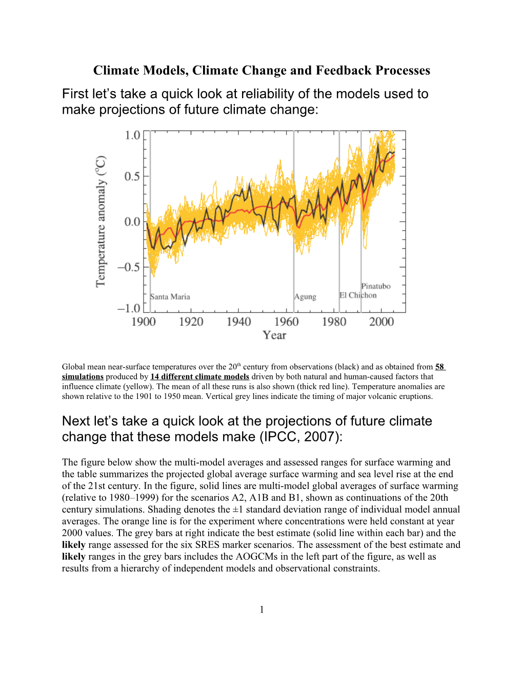 Climate Models, Climate Change and Feedback Processes