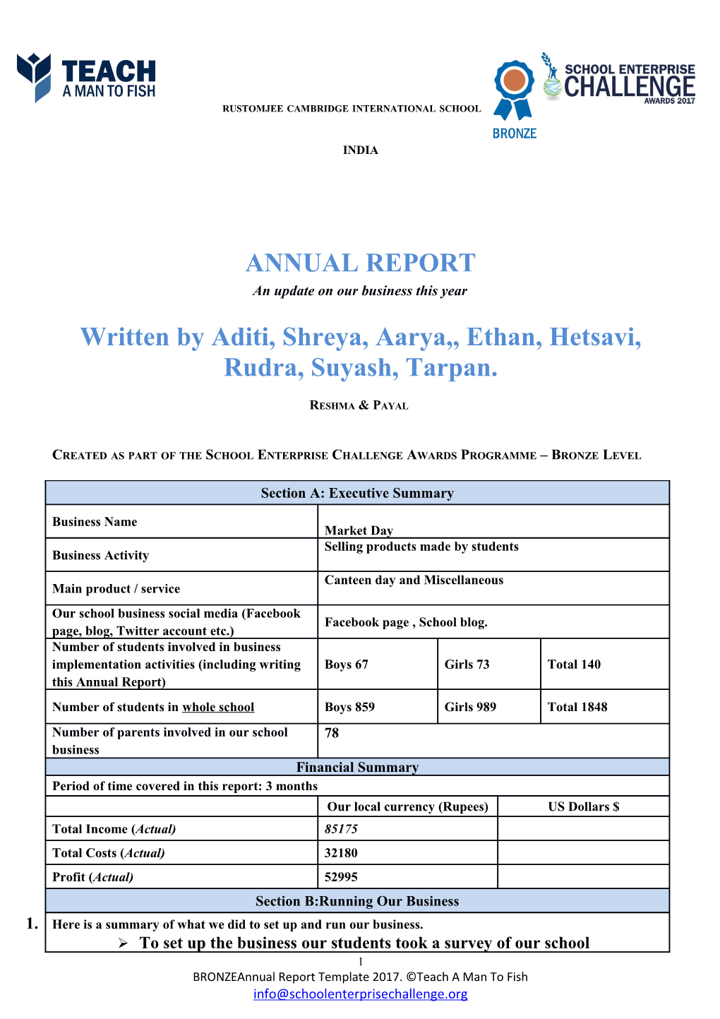 School Enterprise Challenge Business Idea Template