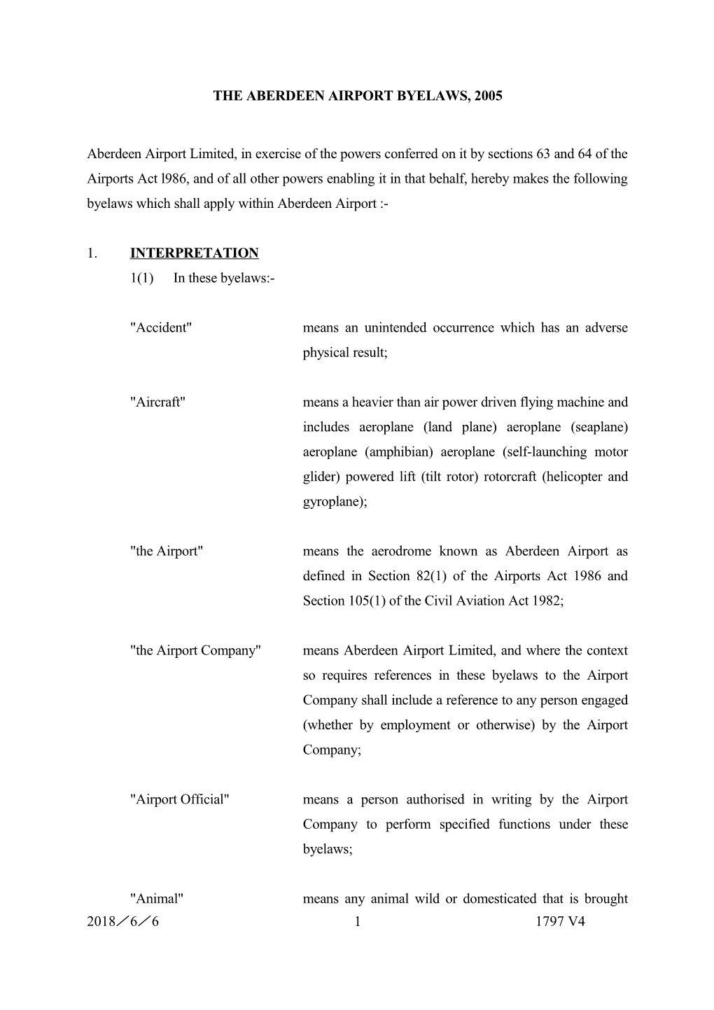 The Location Airport Byelaws, 2000