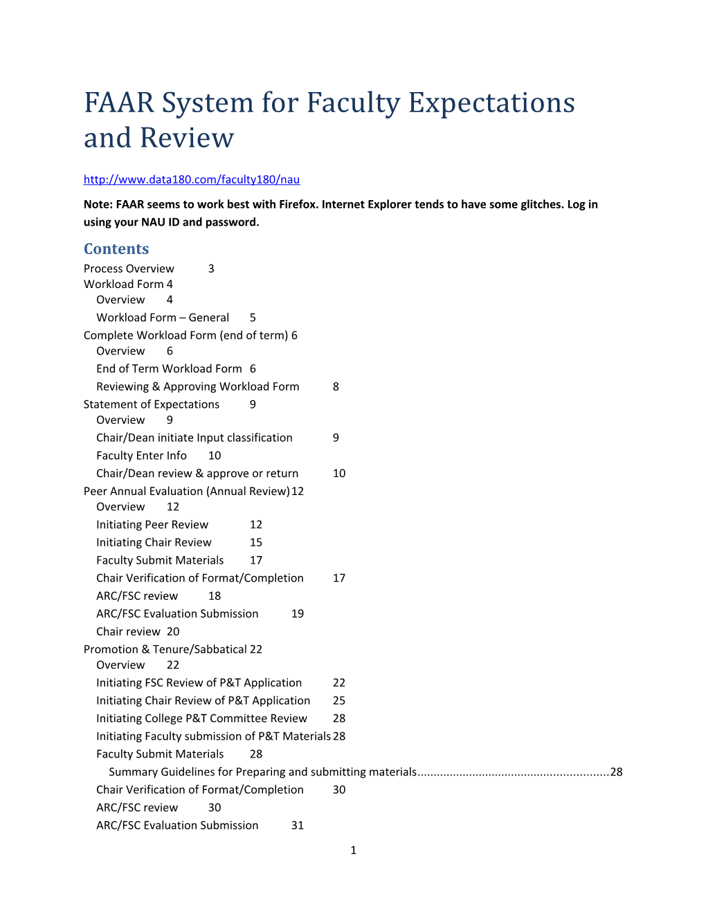 FAAR System for Faculty Expectations and Review