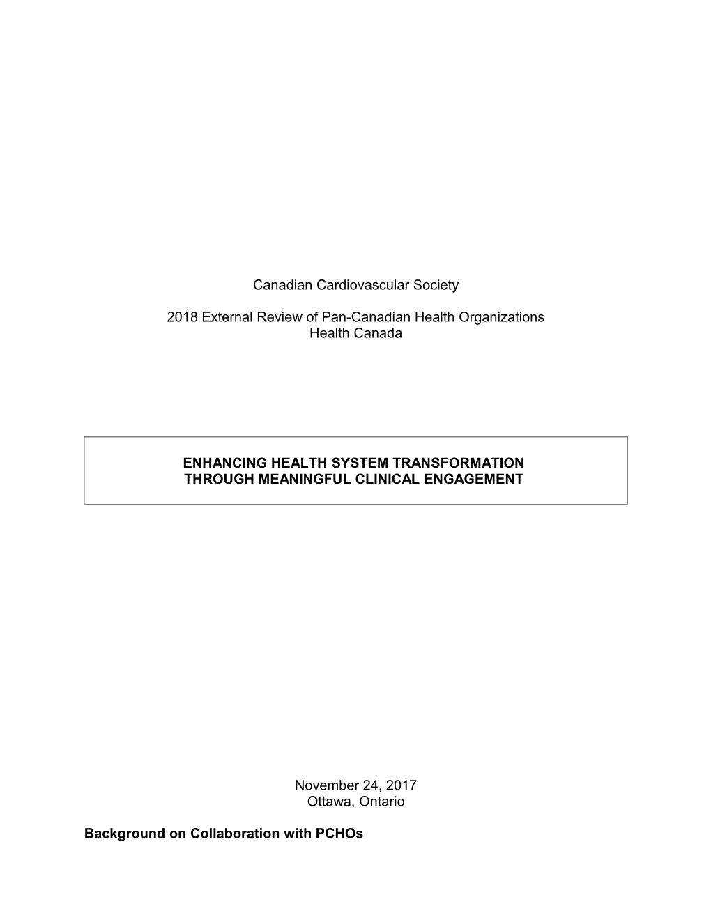 2018 External Review of Pan-Canadian Health Organizations