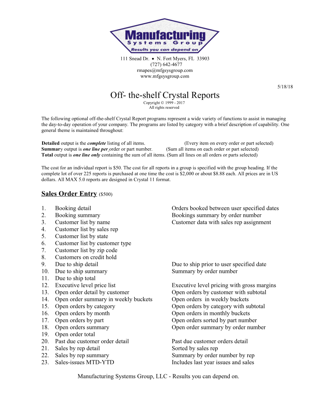 Off- The-Shelf Crystal Reports