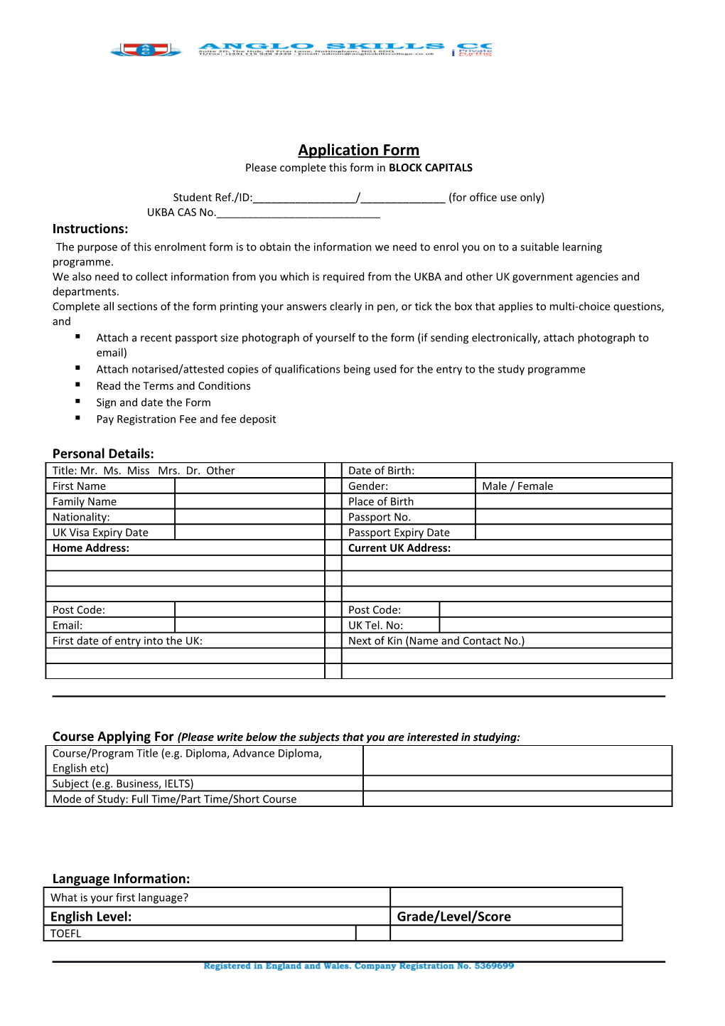 Please Complete This Form in BLOCK CAPITALS s1