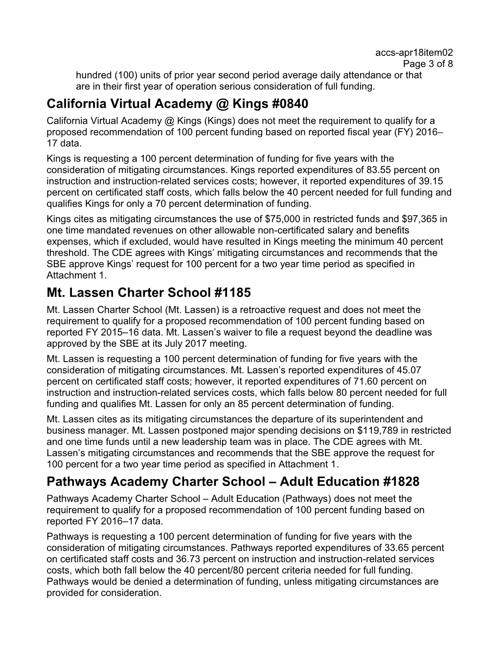 April 2018 ACCS Agenda Item 02 - Advisory Commission on Charter Schools (CA State Board