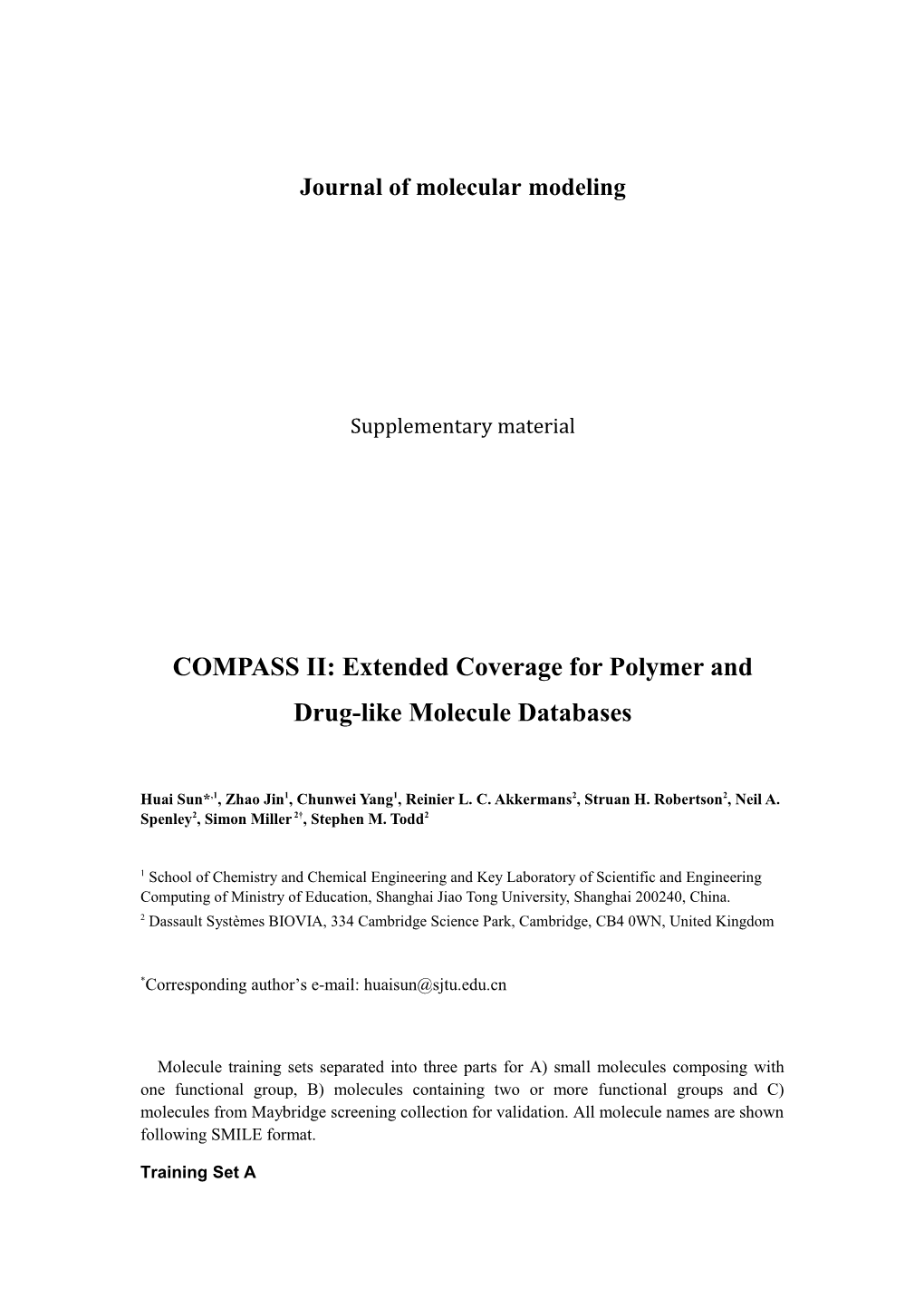 COMPASS II: Extended Coverage for Polymer and Drug-Like Molecule Databases