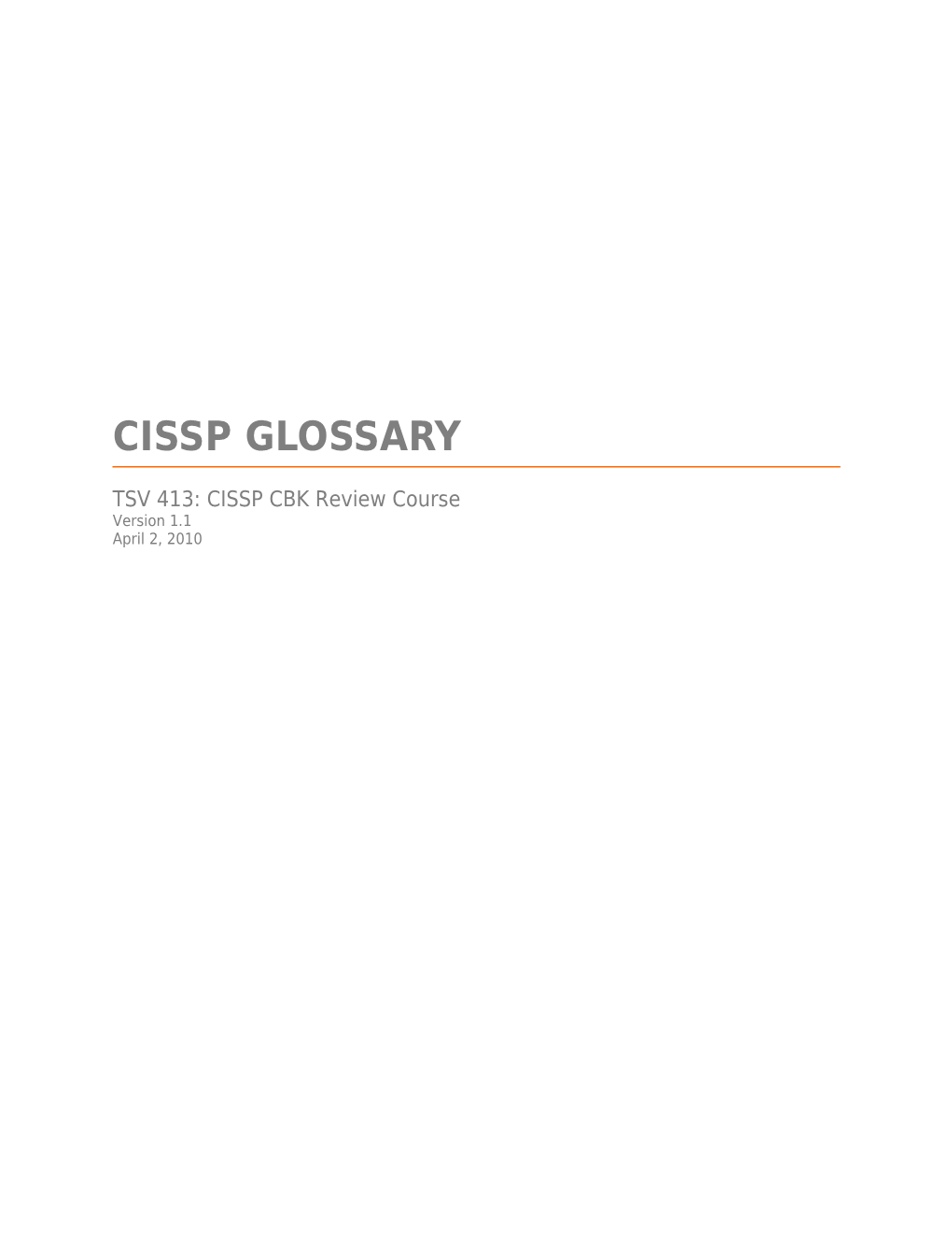 TSV 413: CISSP CBK Review Course