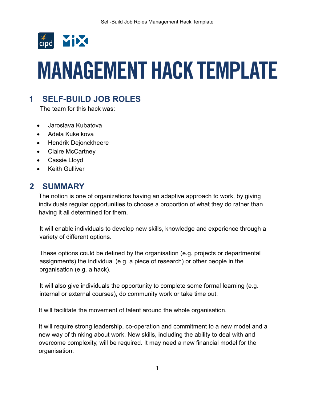 Self-Build Job Roles Management Hack Template