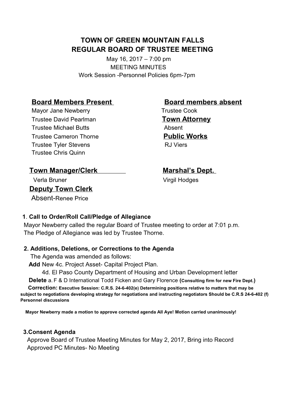 Regular Board of Trustee Meeting