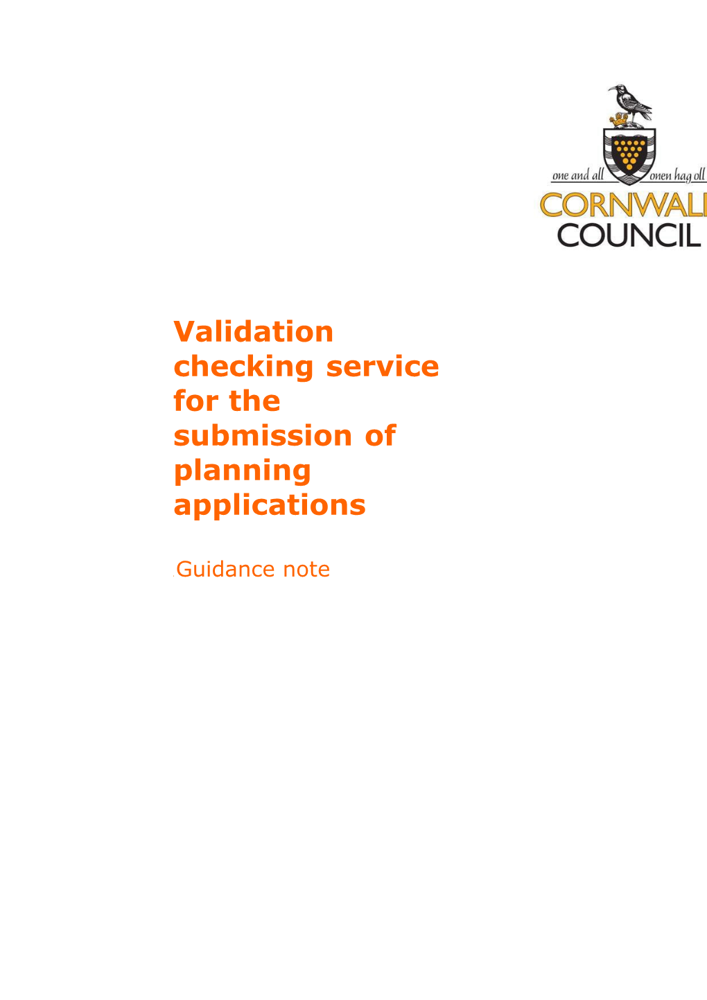 Validation Checking Service for the Submission of Planning Applications