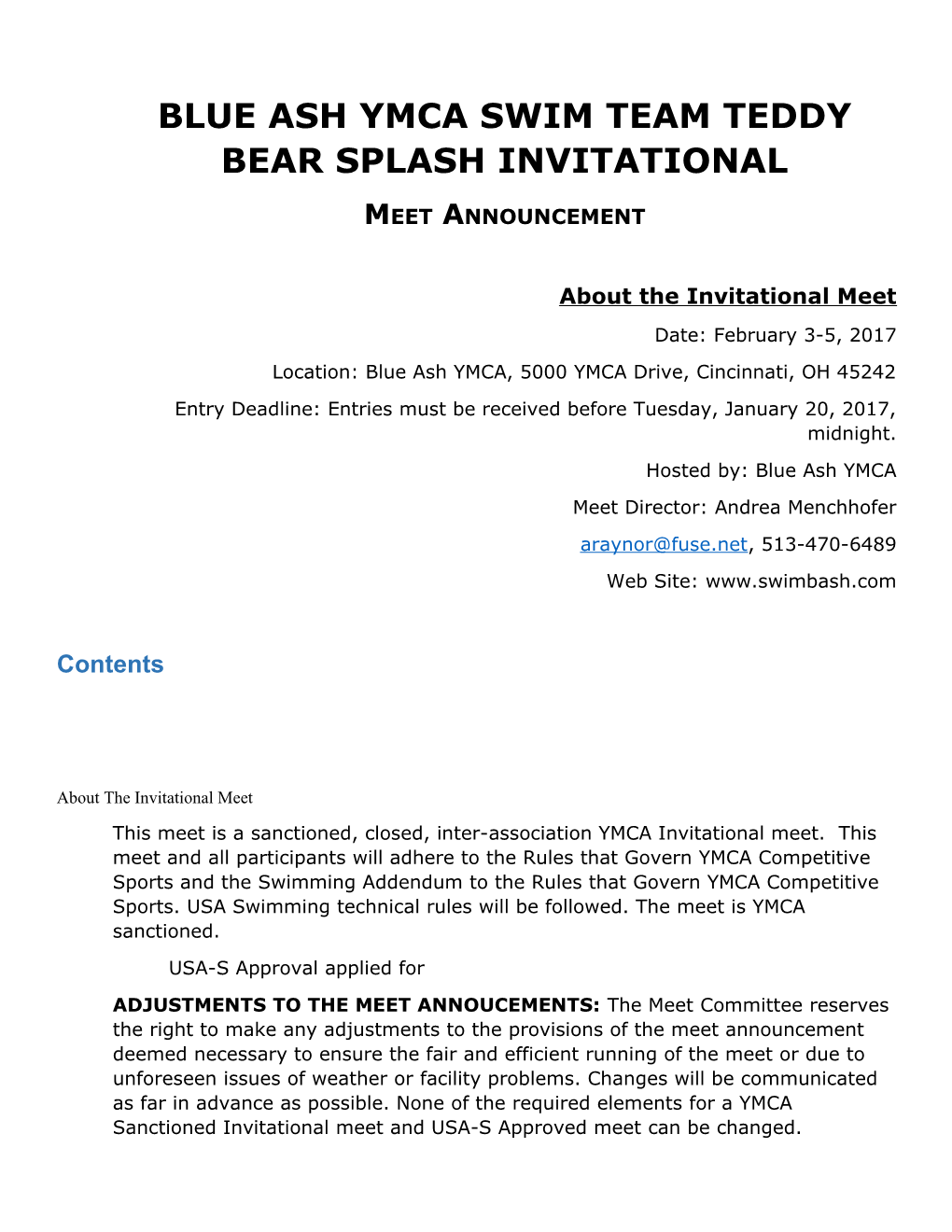 Blue Ash Ymca Swim Team Teddy Bear Splash Invitational