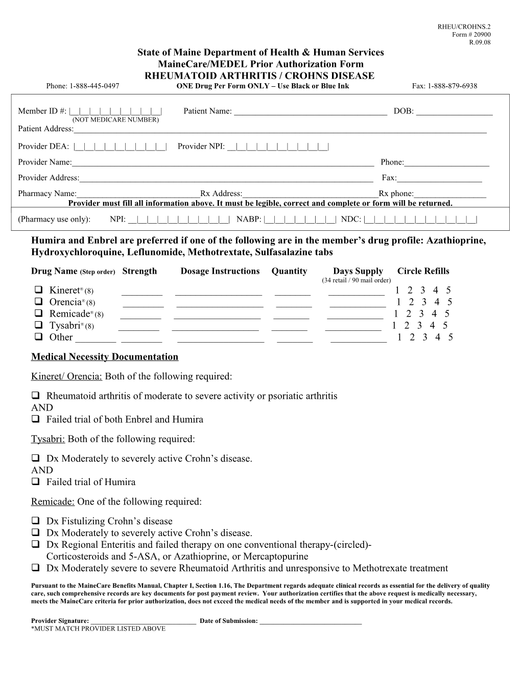 Prior Authorization Form