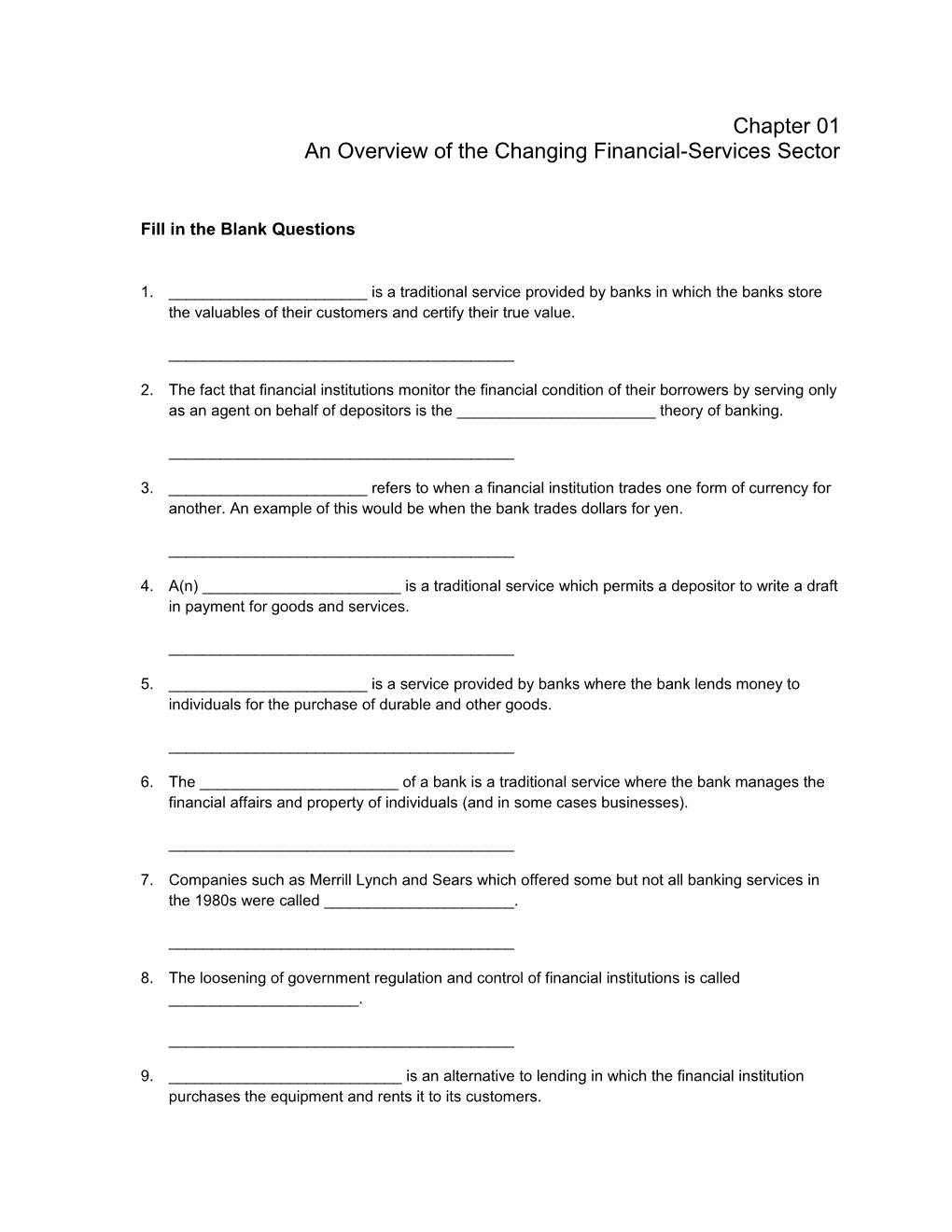 An Overview of the Changing Financial-Services Sector