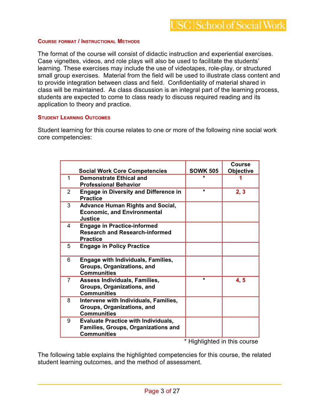 School of Social Work Syllabus Template Guide s9