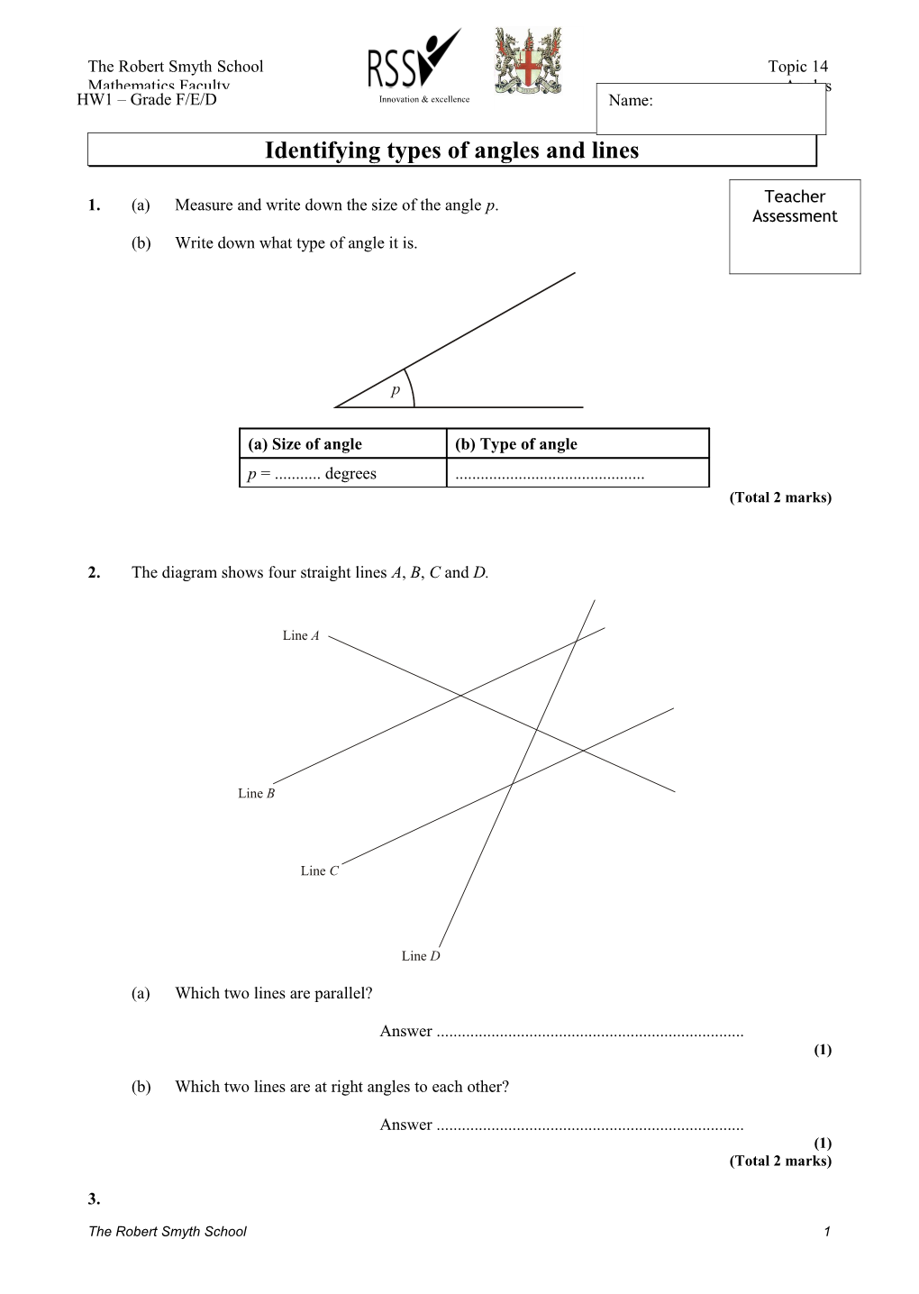 Topic 2C (Foundation) Homework on Pictograms