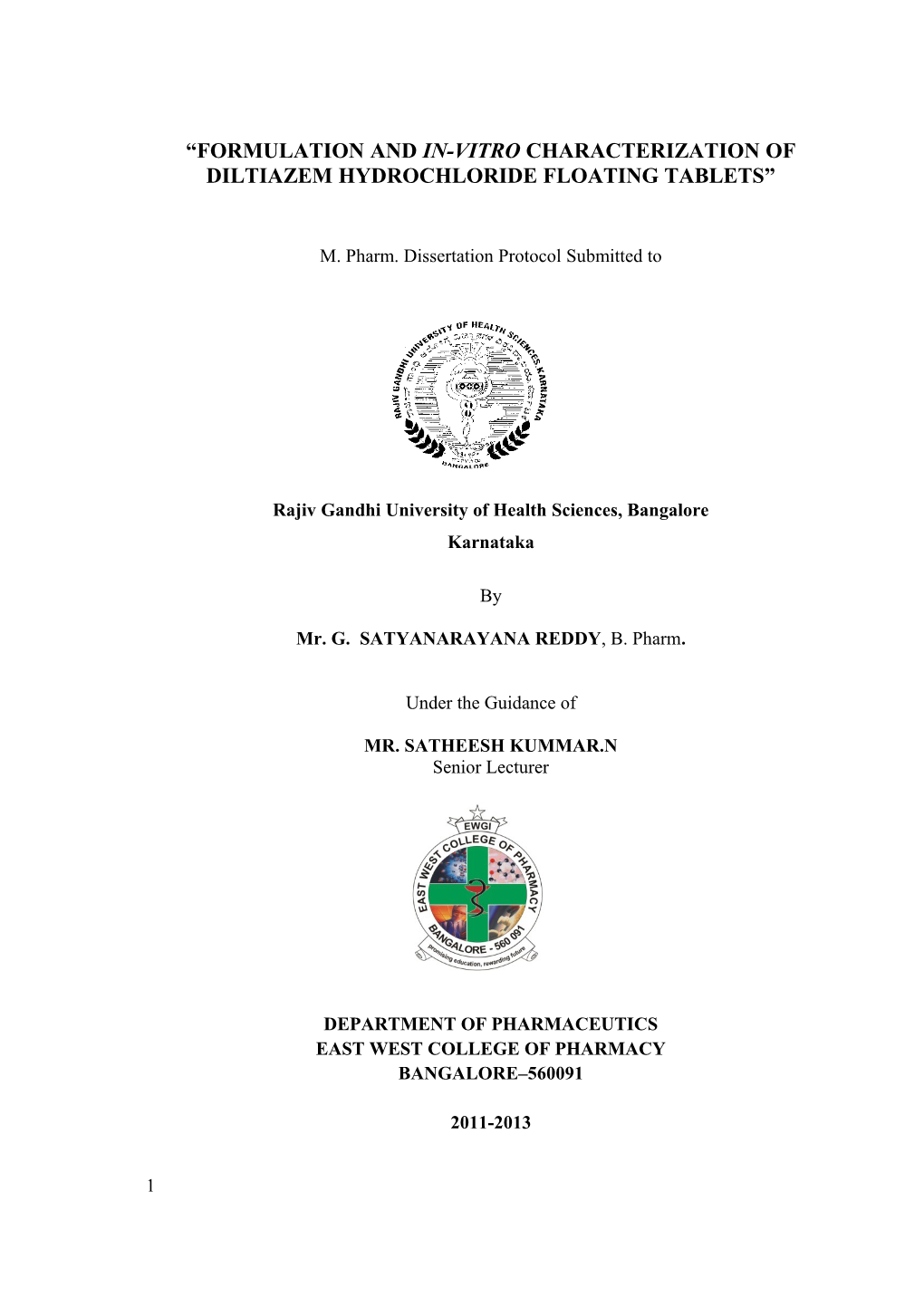 Formulation and In-Vitro Characterization Of